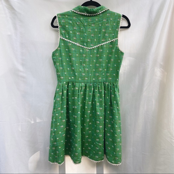 Modcloth Moon Brand Green Plaid Floral Dress - Picture 7 of 7